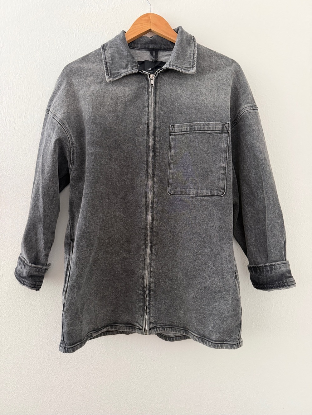 NWT WithBlack Washed Black Charcoal Denim Zip Up Jacket